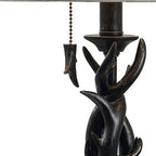 21" Black Antlers Table Lamp With Drum Shade