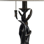 21" Black Antlers Table Lamp With Drum Shade
