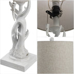 21" Antiqued White Antlers Desk Lamp With Drum Shade