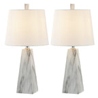 Set of Two 21" White Geometric Table Lamps With Empire Shades