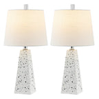 Set of Two 21" White Geometric Table Lamps With Empire Shades