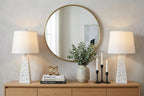 Set of Two 21" White Geometric Table Lamps With Empire Shades