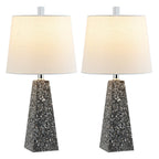 Set of Two 21" Gray Geometric Table Lamps With Empire Shades
