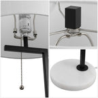 25" White Novelty Table Lamp With Drum Shade