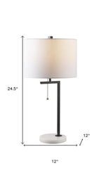 25" White Novelty Table Lamp With Drum Shade