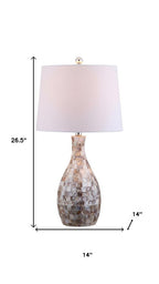 27" Ivory And Beige Novelty Table Lamp With Drum Shade