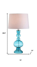 Set of Two 29" Blue Urn Table Lamps With Drum Shades