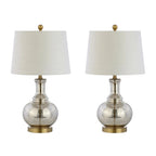 Set of Two 25" Gold Novelty Table Lamps With Drum Shades