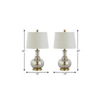 Set of Two 25" Silver Novelty Table Lamps With Drum Shades