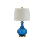 Set of Two 25" Gold Novelty Table Lamps With Drum Shades