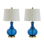 Set of Two 25" Gold Novelty Table Lamps With Drum Shades