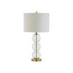 Set of Two 27" Gold Novelty Table Lamps With Drum Shades