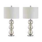 Set of Two 27" Silver Novelty Table Lamps With Drum Shades
