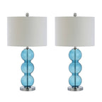 Set of Two 27" Silver Novelty Table Lamps With Drum Shades