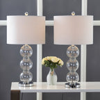 Set of Two 27" Silver Novelty Table Lamps With Drum Shades