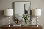 Set of Two 27" Silver Novelty Table Lamps With Drum Shades