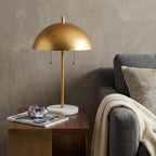 21" White Round Table Lamp With Globe Shade