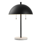 21" White Round Table Lamp With Globe Shade