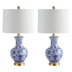 Set of Two 25" Gold Novelty Table Lamps With Globe Shades