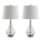Set of Two 26" Silver Novelty Table Lamps With Drum Shades
