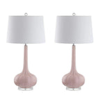 Set of Two 29" Clear Novelty Table Lamps With Drum Shades