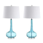 Set of Two 29" Clear Novelty Table Lamps With Drum Shades
