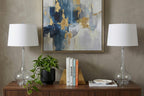 Set of Two 29" Clear Novelty Table Lamps With Drum Shades