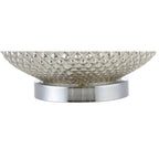 23" Silver Round Table Lamp With Drum Shade