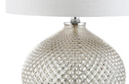 23" Silver Round Table Lamp With Drum Shade