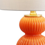 20" Gold Gourd Table Lamp With Drum Shade