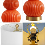 20" Gold Gourd Table Lamp With Drum Shade