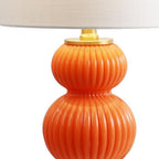 20" Gold Gourd Table Lamp With Drum Shade