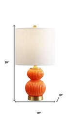 20" Gold Gourd Table Lamp With Drum Shade