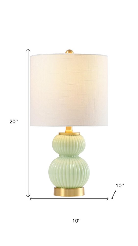 20" Gold Gourd Table Lamp With Drum Shade