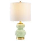 20" Gold Gourd Table Lamp With Drum Shade
