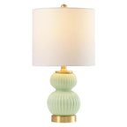 20" Gold Gourd Table Lamp With Drum Shade