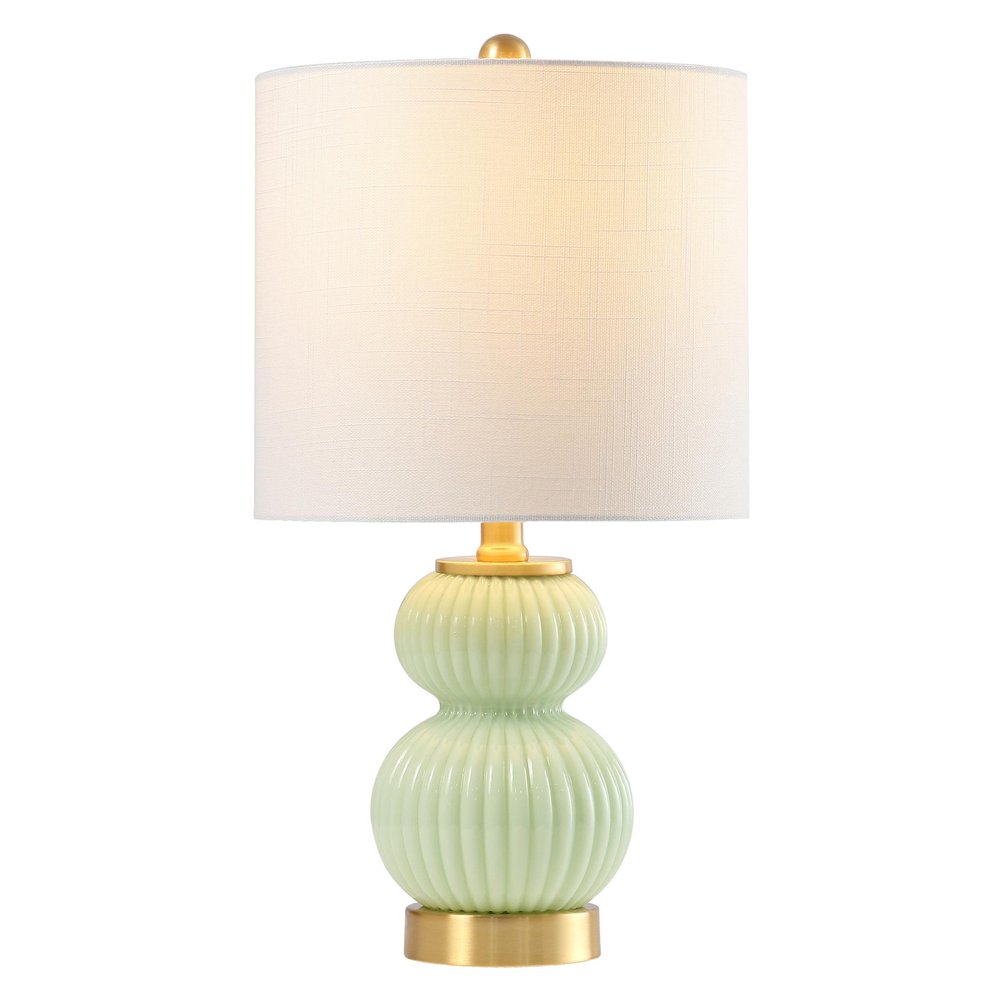 20" Gold Gourd Table Lamp With Drum Shade