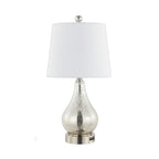 Set of Two 21" Nickel Gourd Table Lamps With Empire Shades