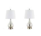 Set of Two 21" Nickel Gourd Table Lamps With Empire Shades