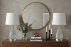 Set of Two 22" Silver Gourd Table Lamps With Empire Shades