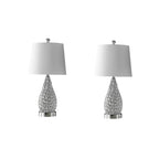 Set of Two 22" Silver Gourd Table Lamps With Empire Shades
