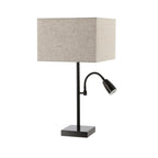 Set of Two 26" Antiqued Bronze Swing Arm Table Lamps With Square Shades