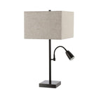 Set of Two 26" Antiqued Bronze Swing Arm Table Lamps With Square Shades