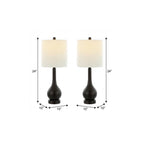 Set of Two 24" Antiqued Bronze Gourd Table Lamps With Drum Shades