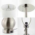 Set of Two 24" Nickel Gourd Table Lamps With Drum Shades