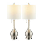 Set of Two 24" Nickel Gourd Table Lamps With Drum Shades