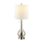 Set of Two 24" Nickel Gourd Table Lamps With Drum Shades