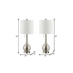 Set of Two 24" Nickel Gourd Table Lamps With Drum Shades