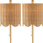 Set of Two 28" Brown Table Lamps With Drum Shades