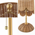 Set of Two 28" Brown Table Lamps With Drum Shades